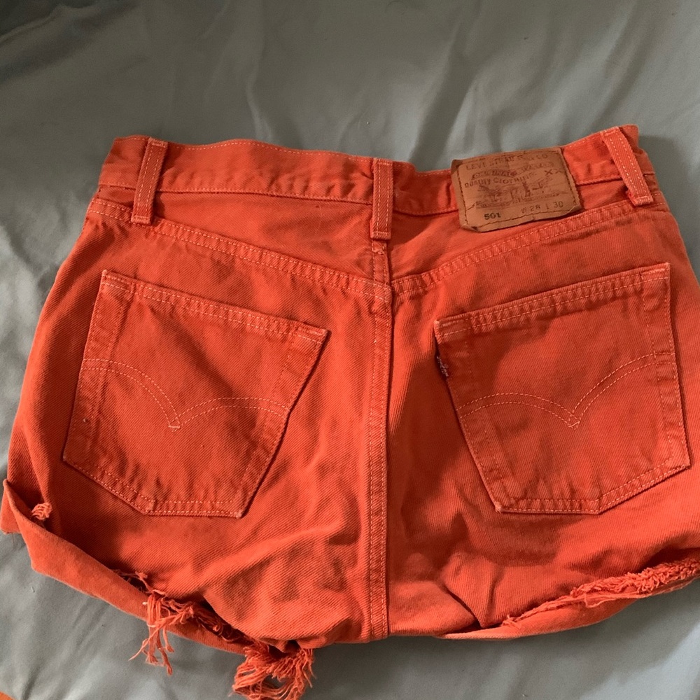 Orange Denim Levi Shorts